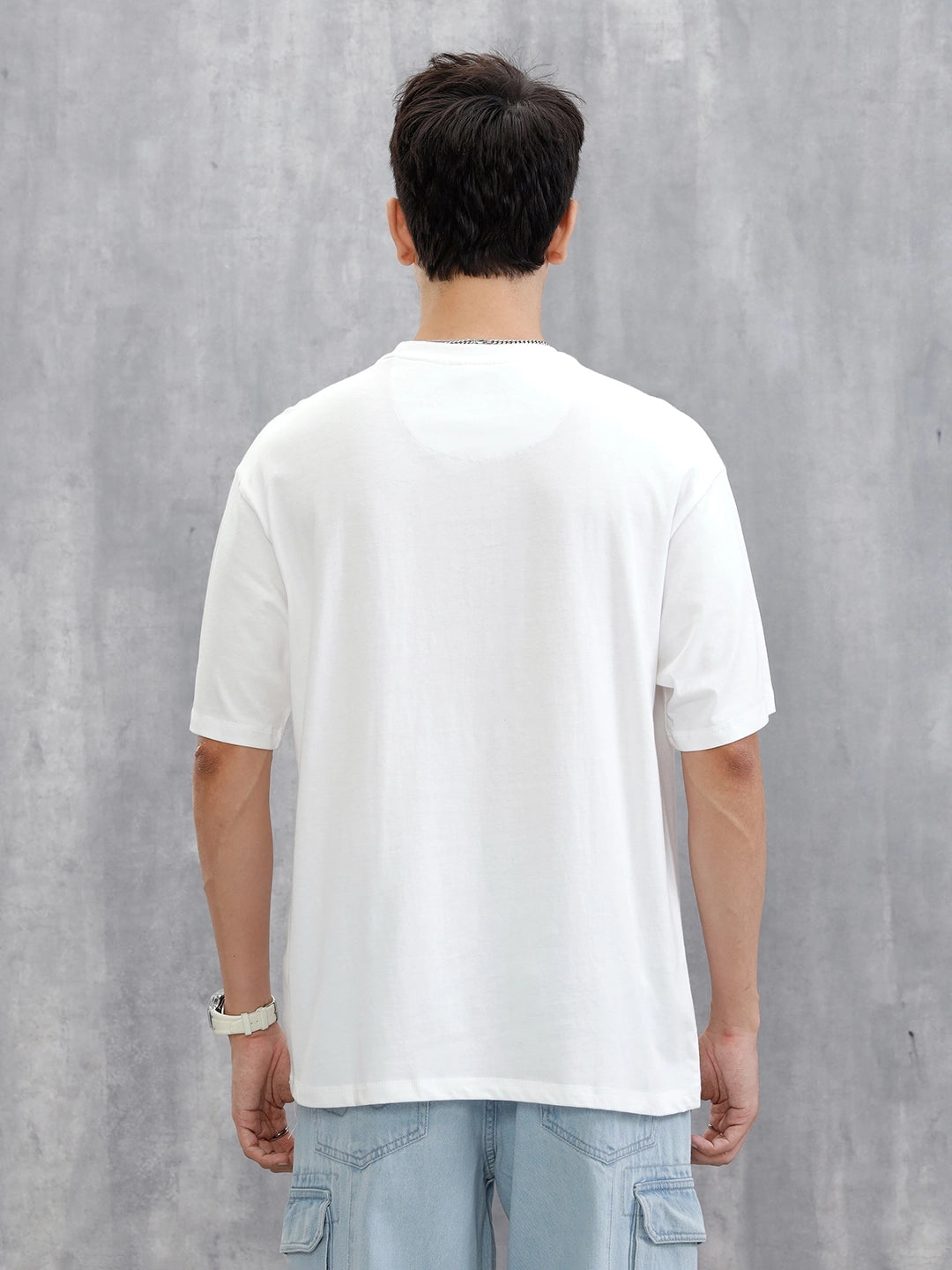 Placement Printed Oversized T-Shirt | White