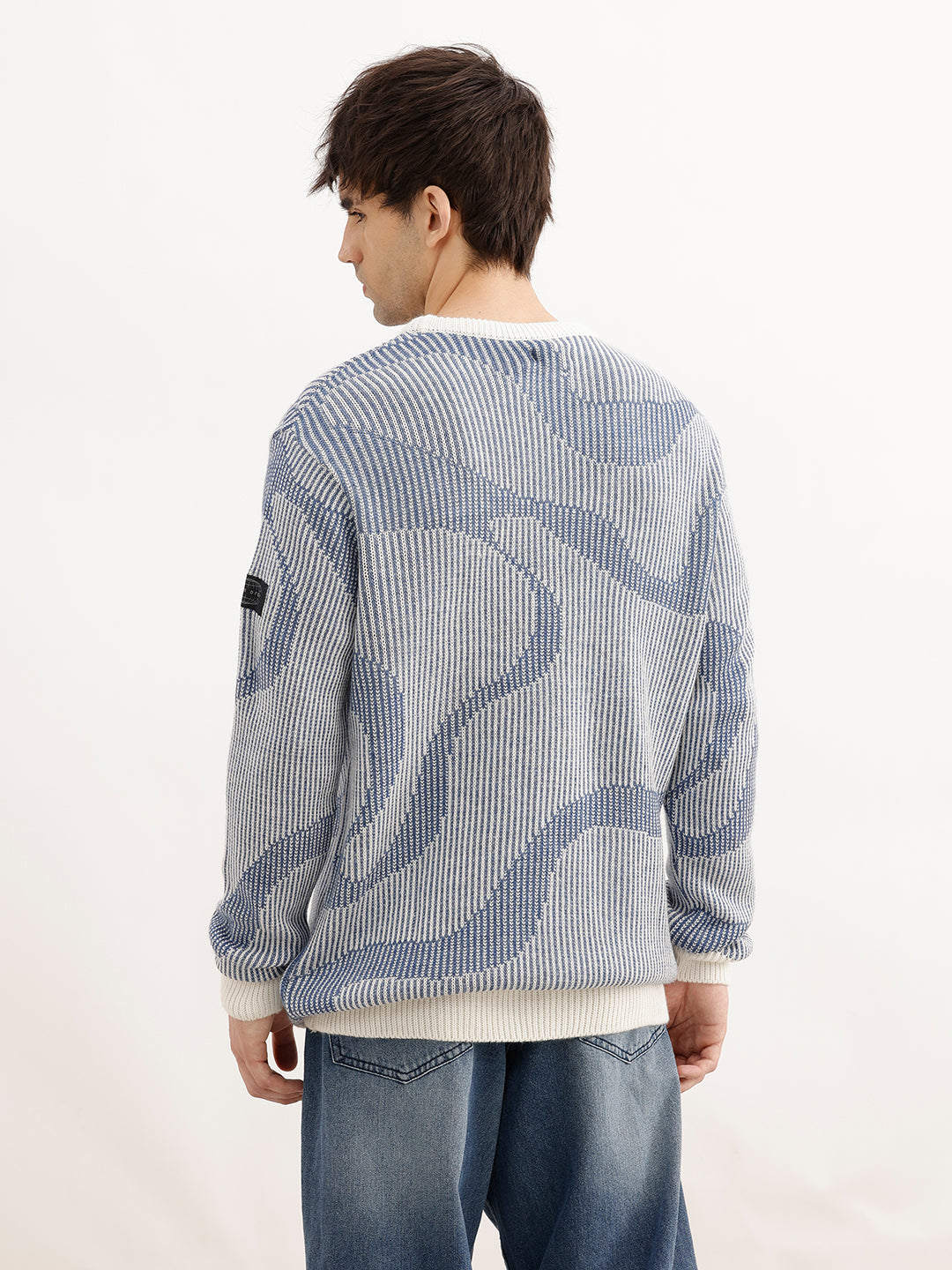 Classic Jacquard Full Sleeve Sweater | Blue | WSW02FSRE1090W