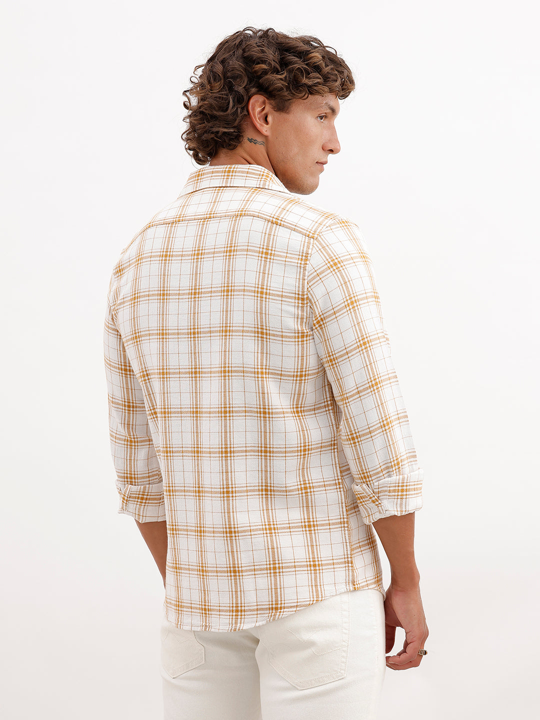 Regular Fit Checkered Shirt | White