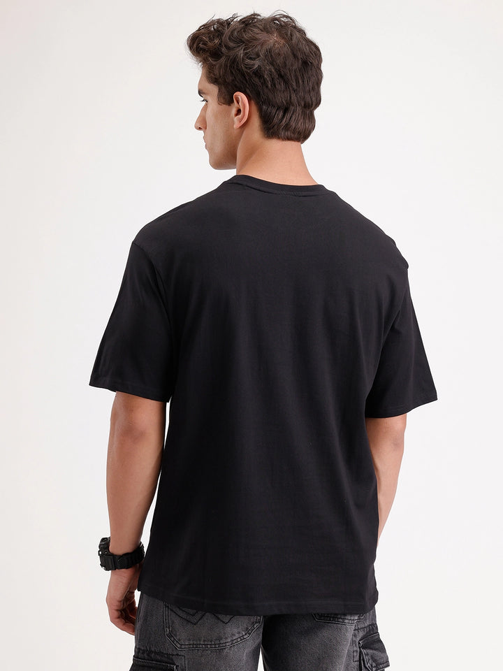 Oversized Puffer Printed T-Shirt | Black