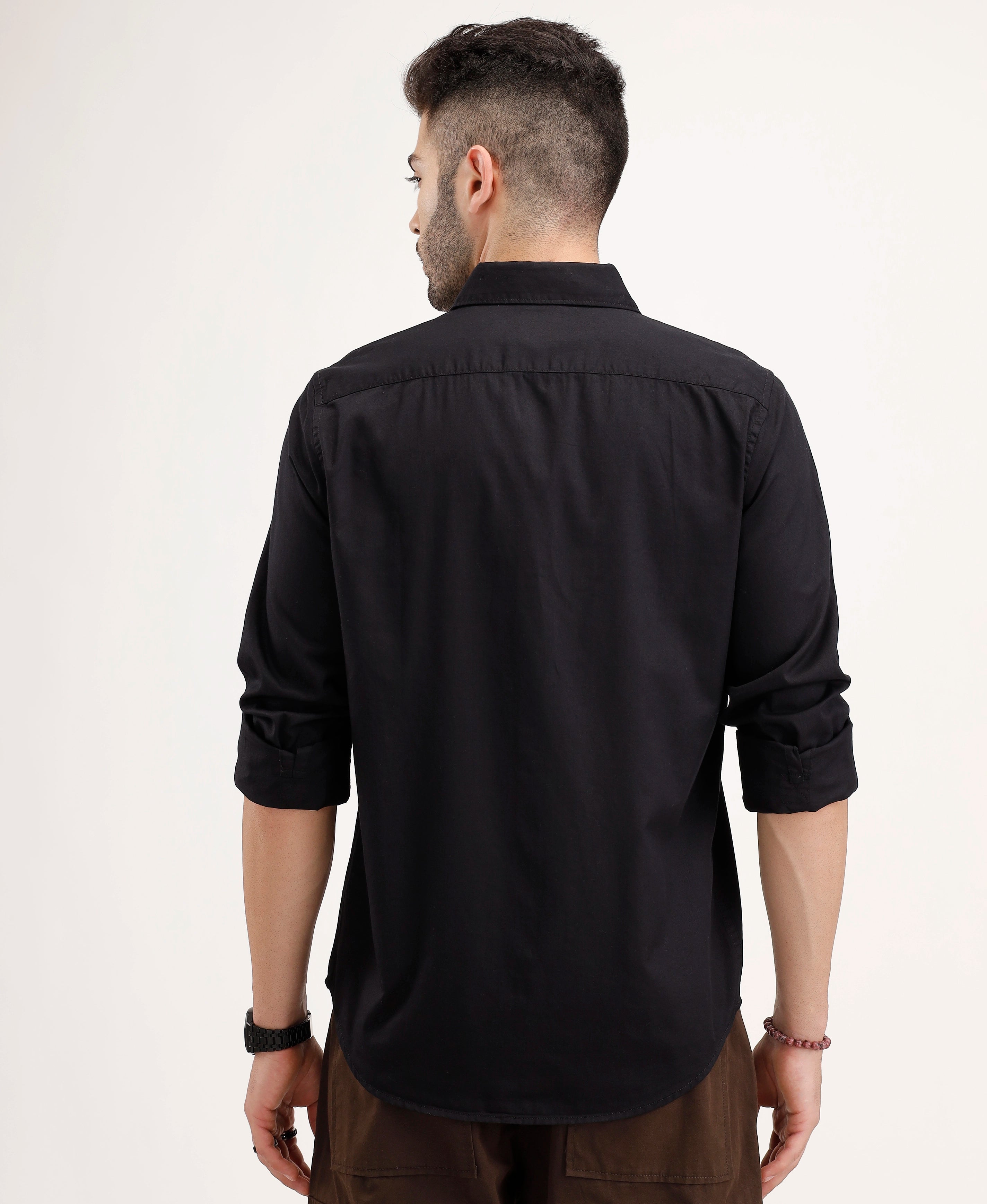 Slim Fit Placement Printed Shirt | Black