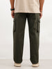 Solid Loose Fit Cargo Trouser | Olive