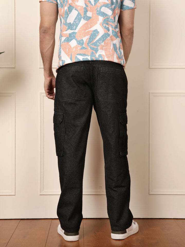 Loose Fit Utility Denim Cargo | Black