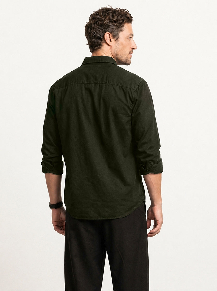 Comfort Fit Placement Printed Shirt | Olive