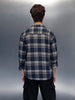 Men's casual checkered pattern regualr fit shacket  | Navy Blue