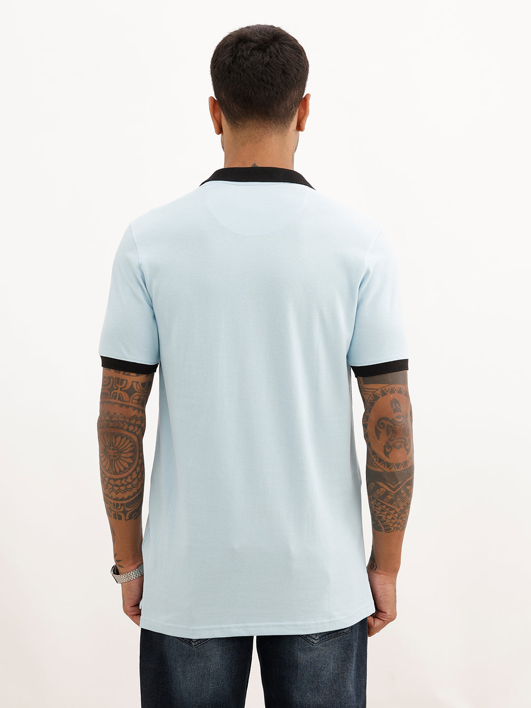 Slim Fit Contrast Sleeve Polo T-Shirt | Off White