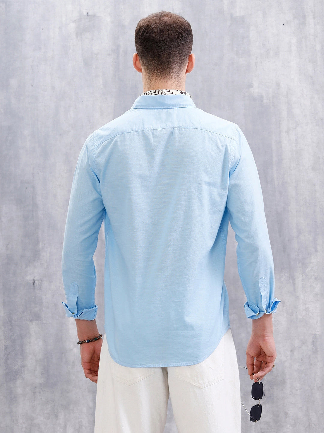 Solid Cotton Slub Shirt | Blue