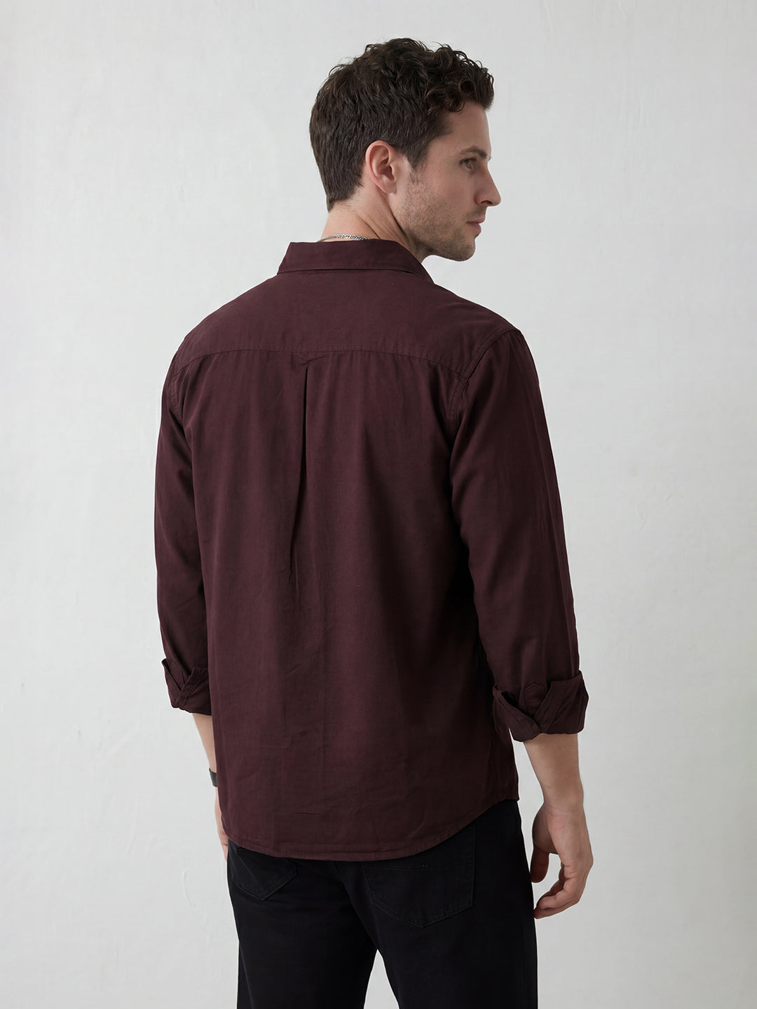 Solid Comfort Fit Full Sleeve Shirt | Wine
