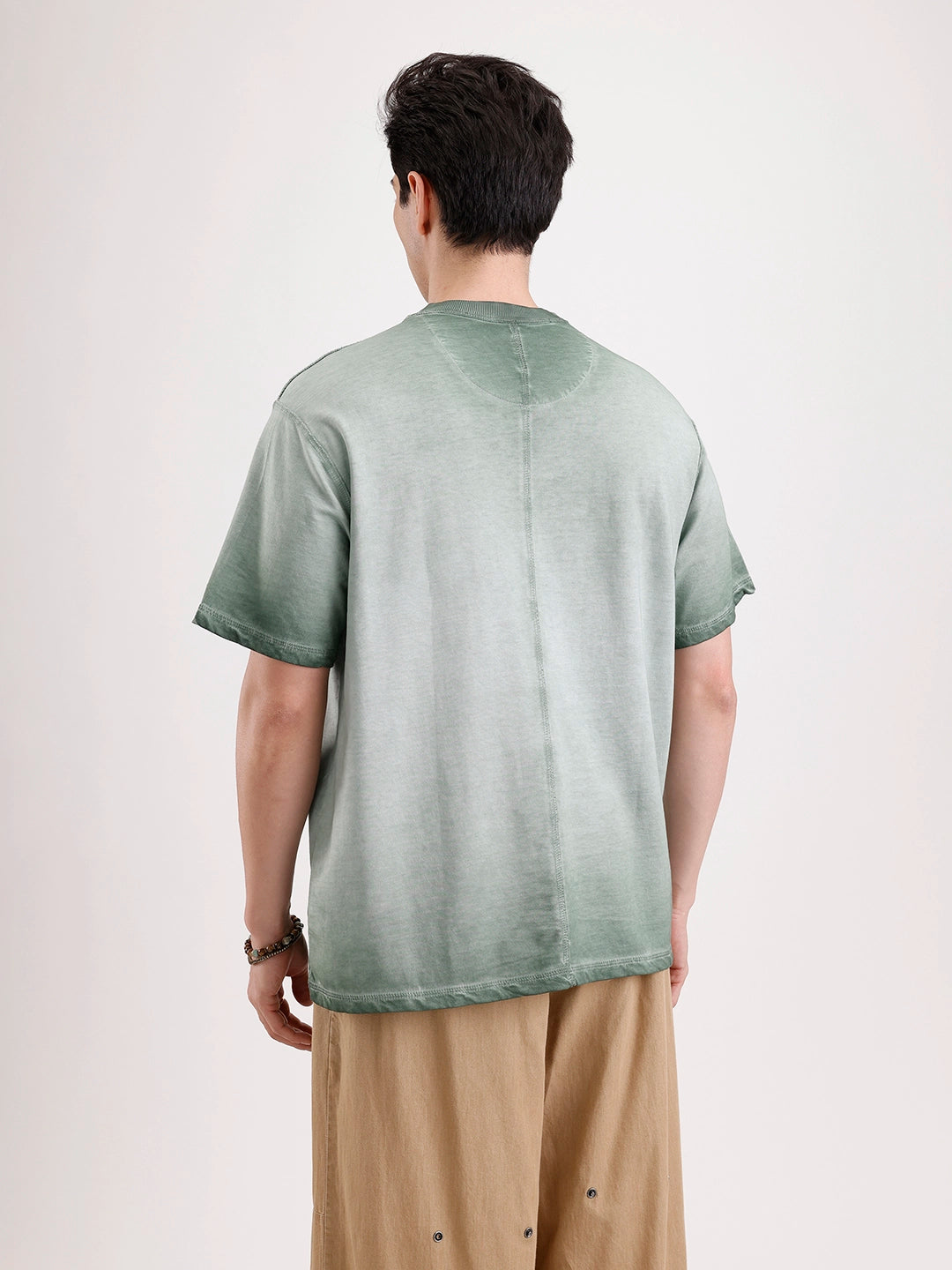 Washed Puff Printed Oversized T-Shirt   |  Olive