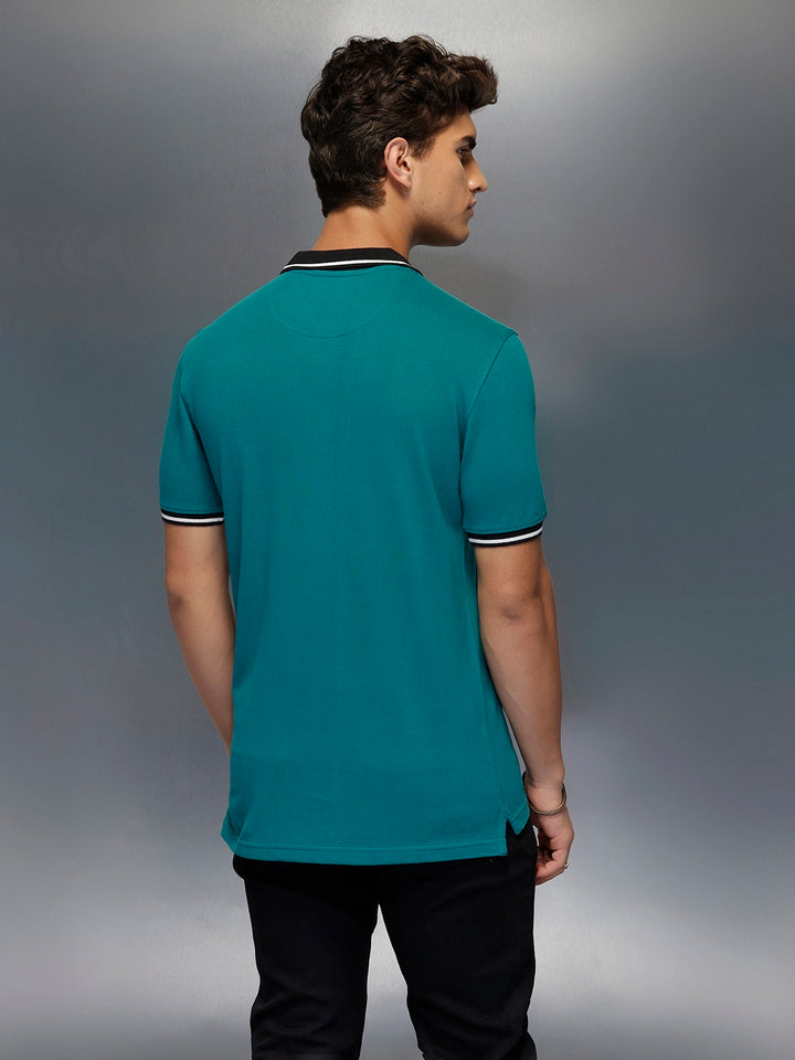 Classic Tipping Collar Polo T-Shirt   |  Teal