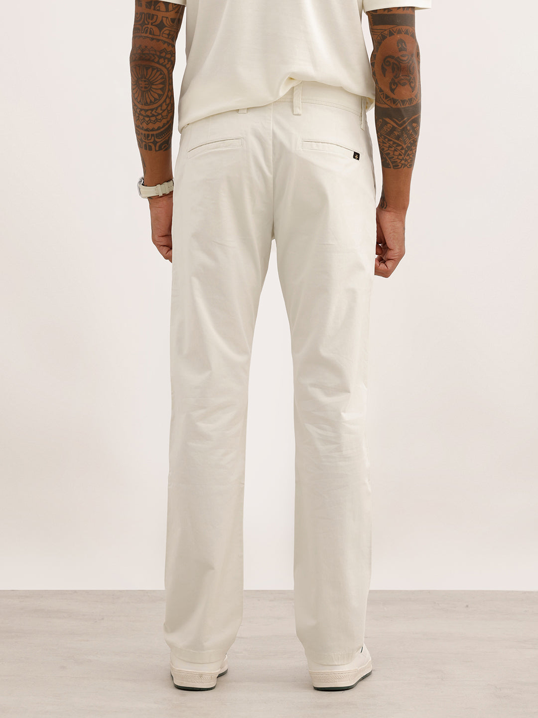 Classic Solid Straight Fit Trouser | White