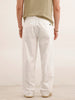 Loose Fit Solid Textured Trouser | White