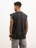 Washed Cut Off Sleeves T-Shirt | Black