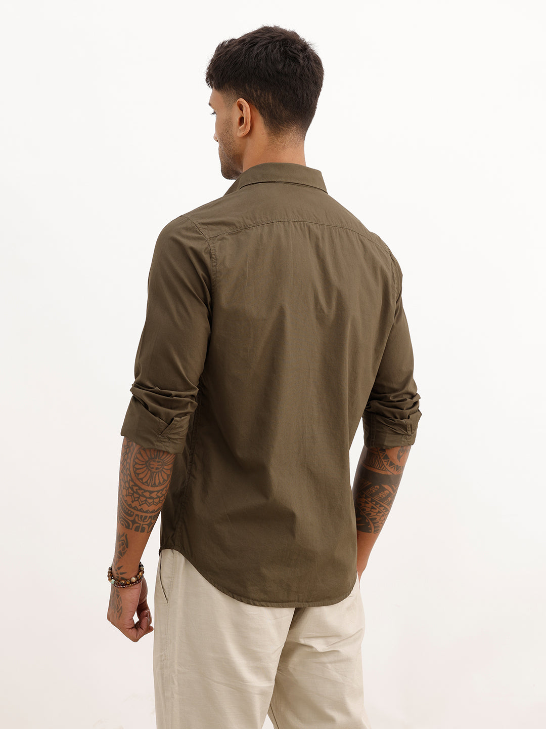 Solid Slim Fit Full Sleeve Shirt | Dark Green | WSH02FSSL0171S