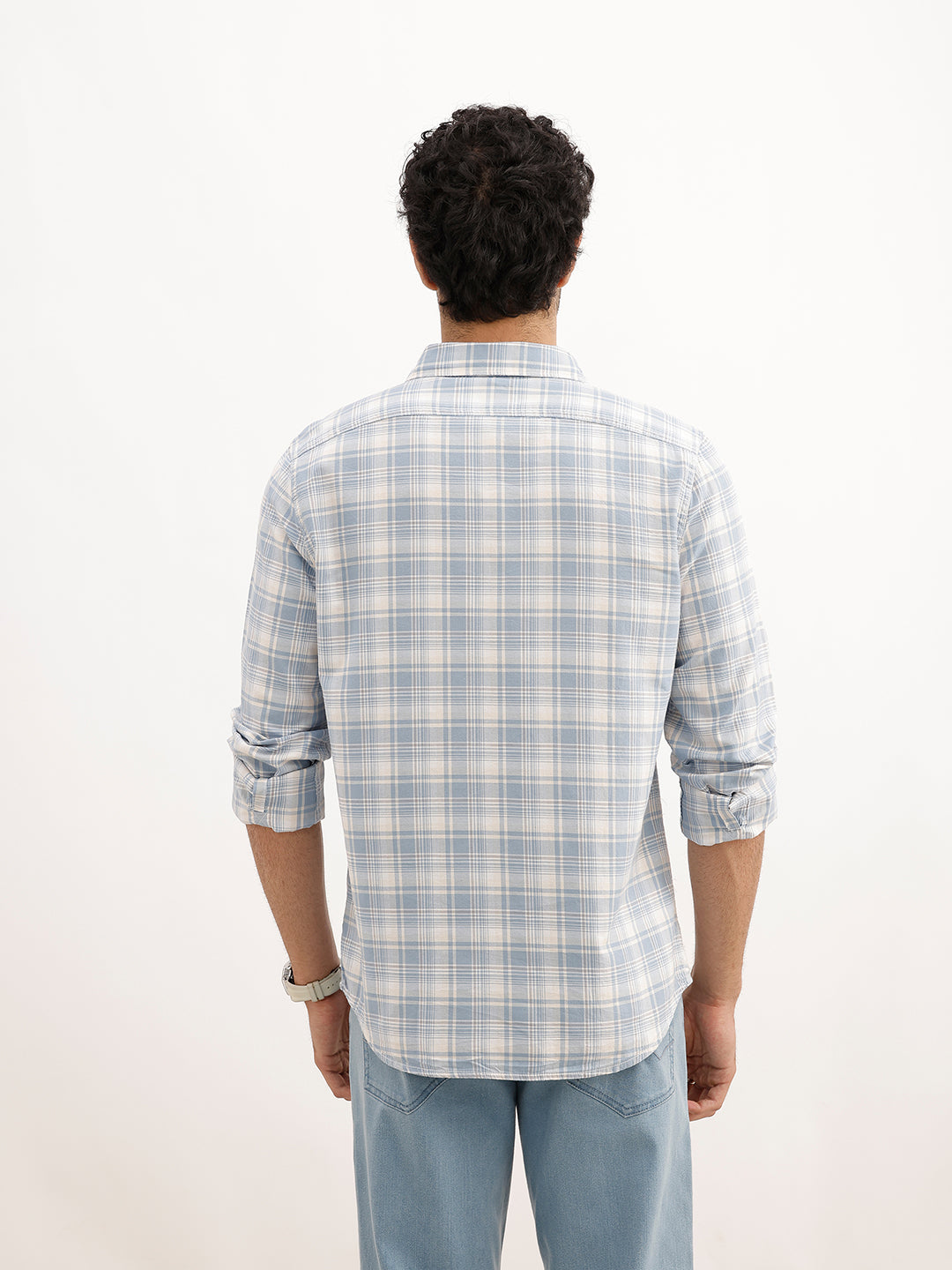 Slim Fit Full Sleeve Checkered Shirt | Blue