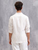 Linen Blend Premium Stripe Shirt In Slim Fit | White