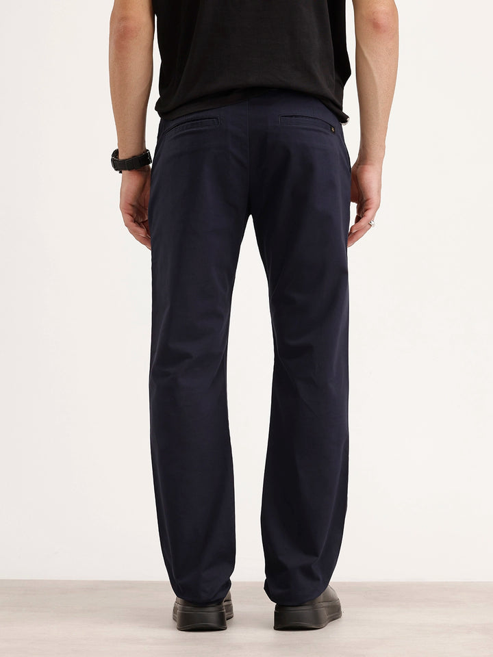 Solid Straight Fit Trouser | Navy Blue