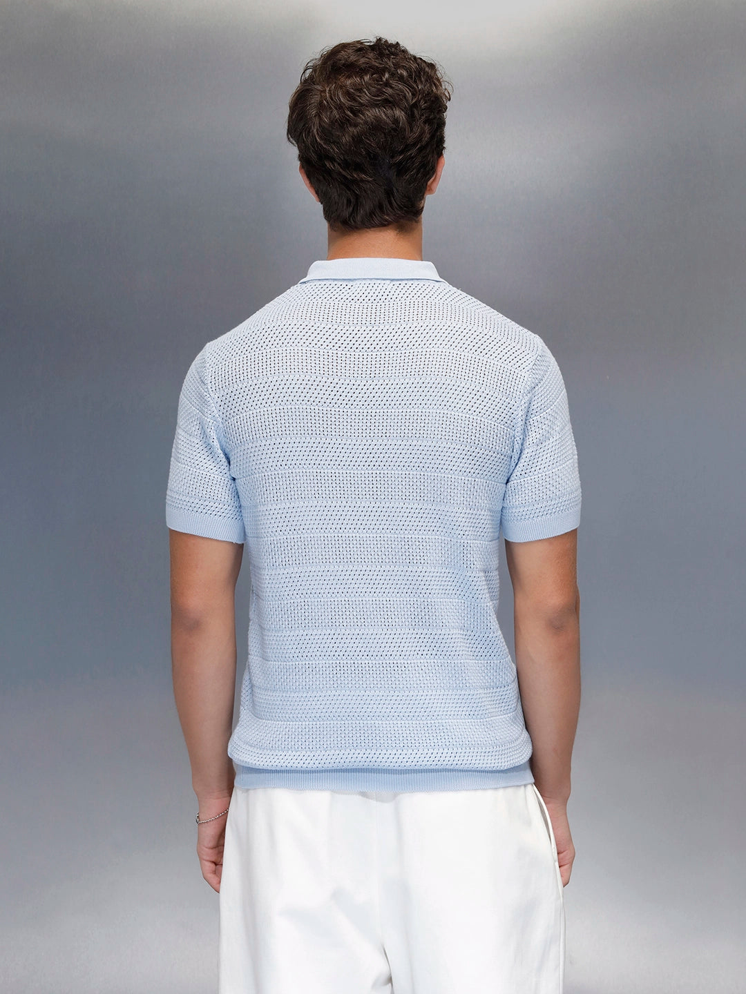 Textured Knit slim fit Polo T-shirt | Blue
