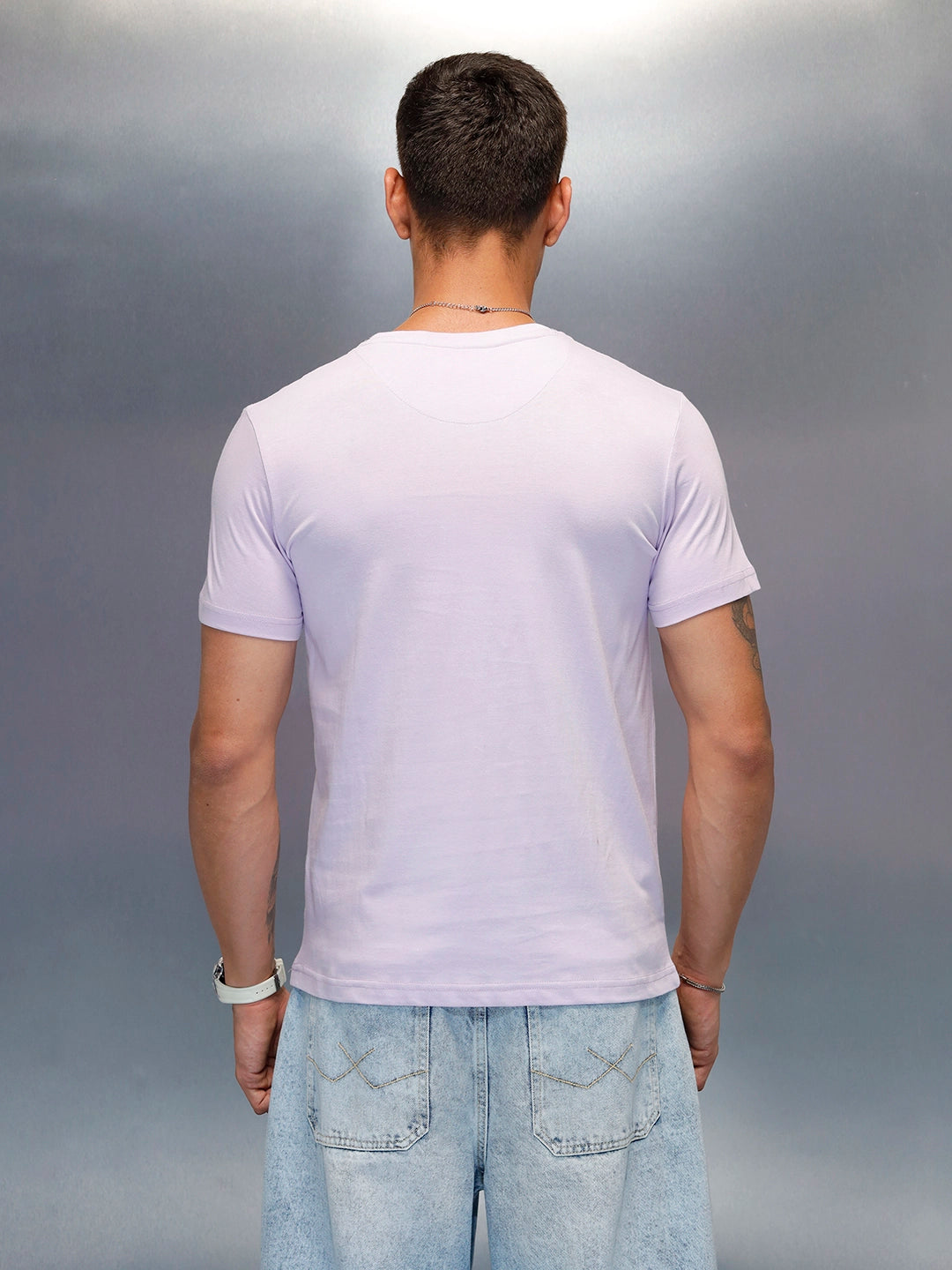 Men's Graphic Printed Slim Fit Casual T-Shirt | Purple