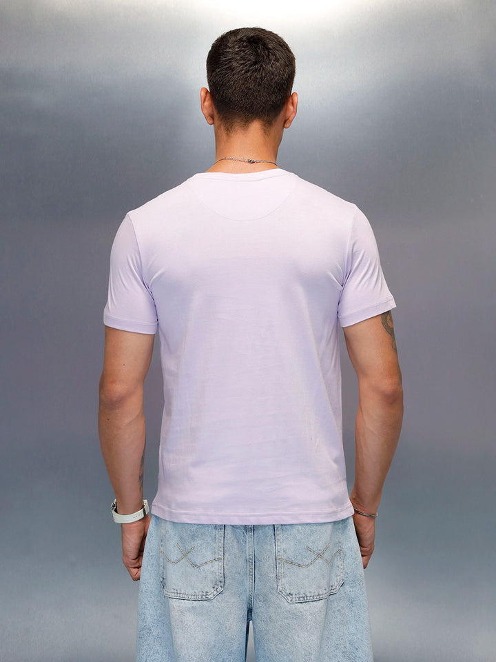 Men's Graphic Printed Slim Fit Casual T-Shirt | Purple