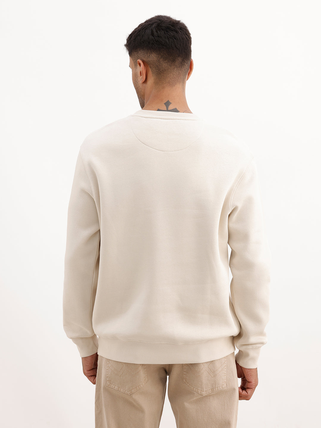 Comfort Fit Embroidered Detail Sweatshirt | Beige