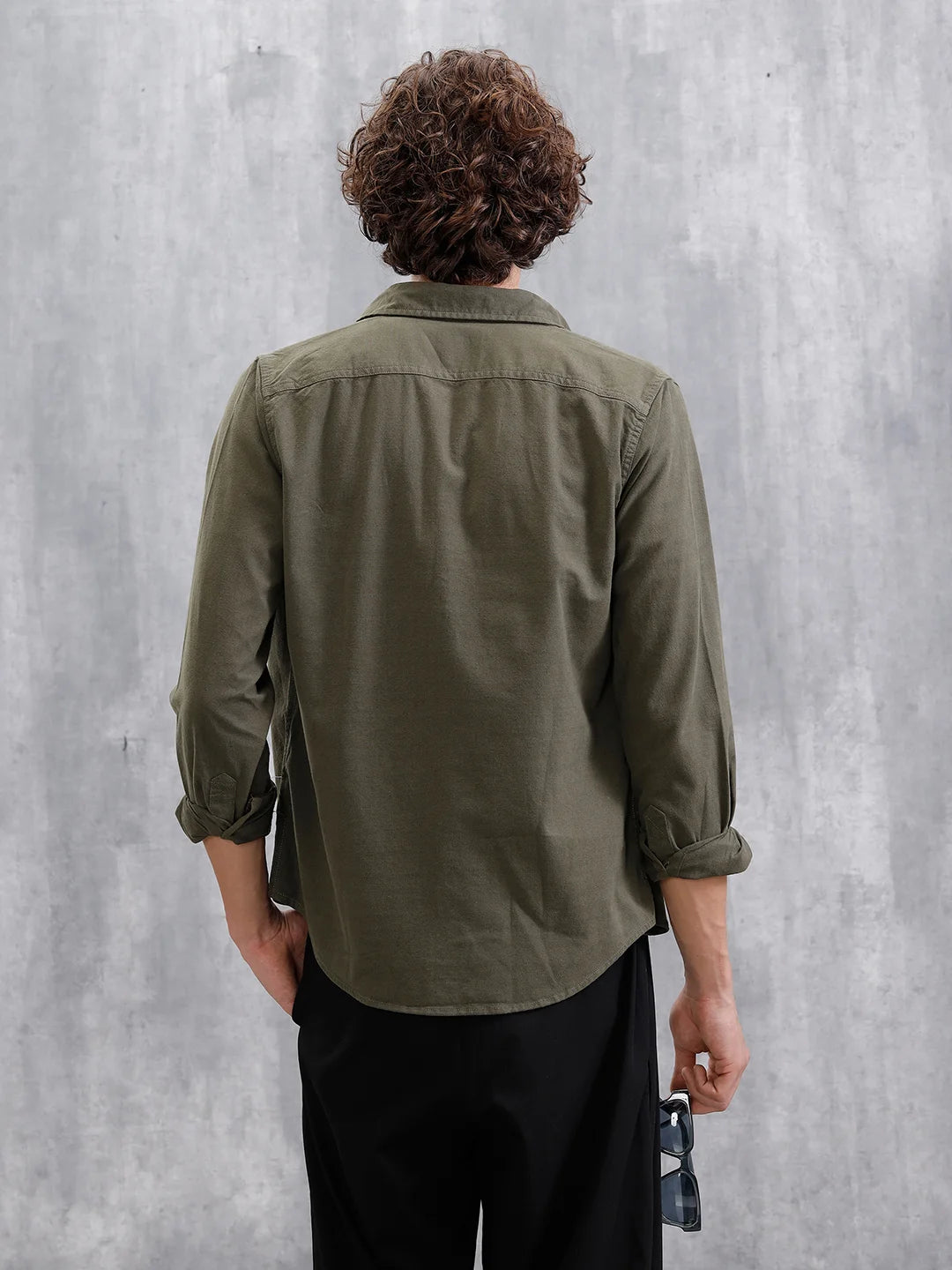 Double Pocket Solid Shirt | Olive