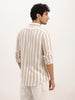 Slim Fit Striped Full Sleeve Shirt | Beige