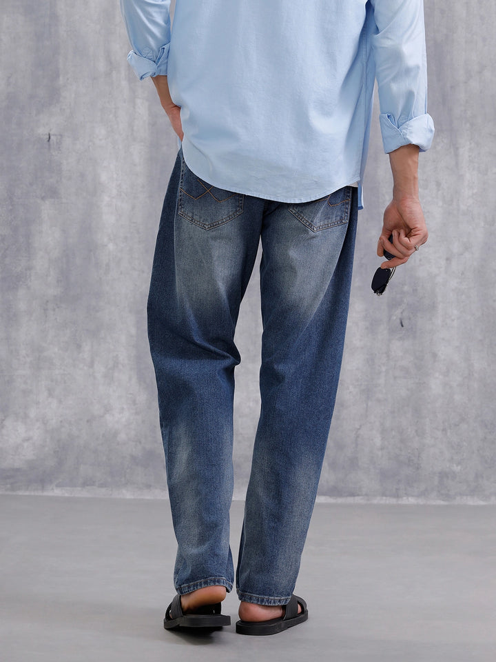 Solid Anti Fit Distressed Jeans | Blue