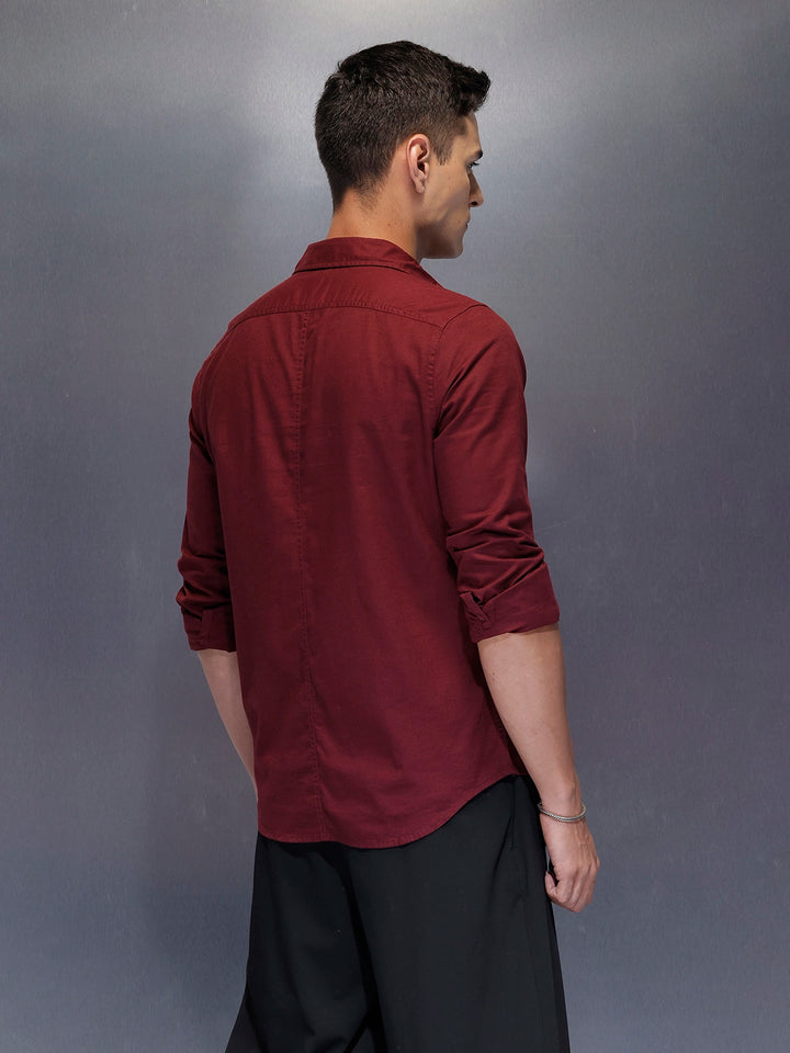 Men's solid shirt with clean tailoring and comfort fit | Wine