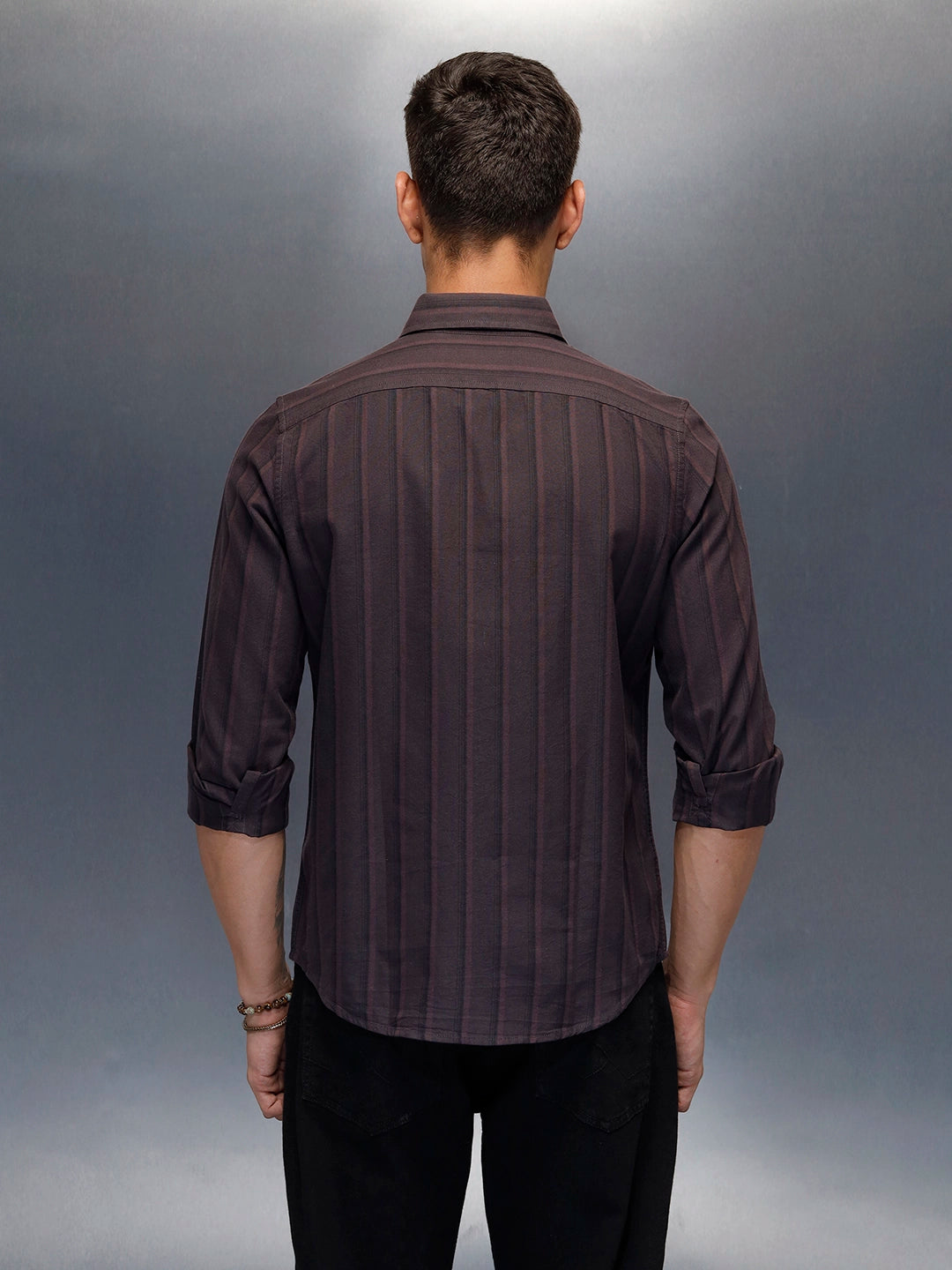 Men's casual striped pattern shirt | Purple