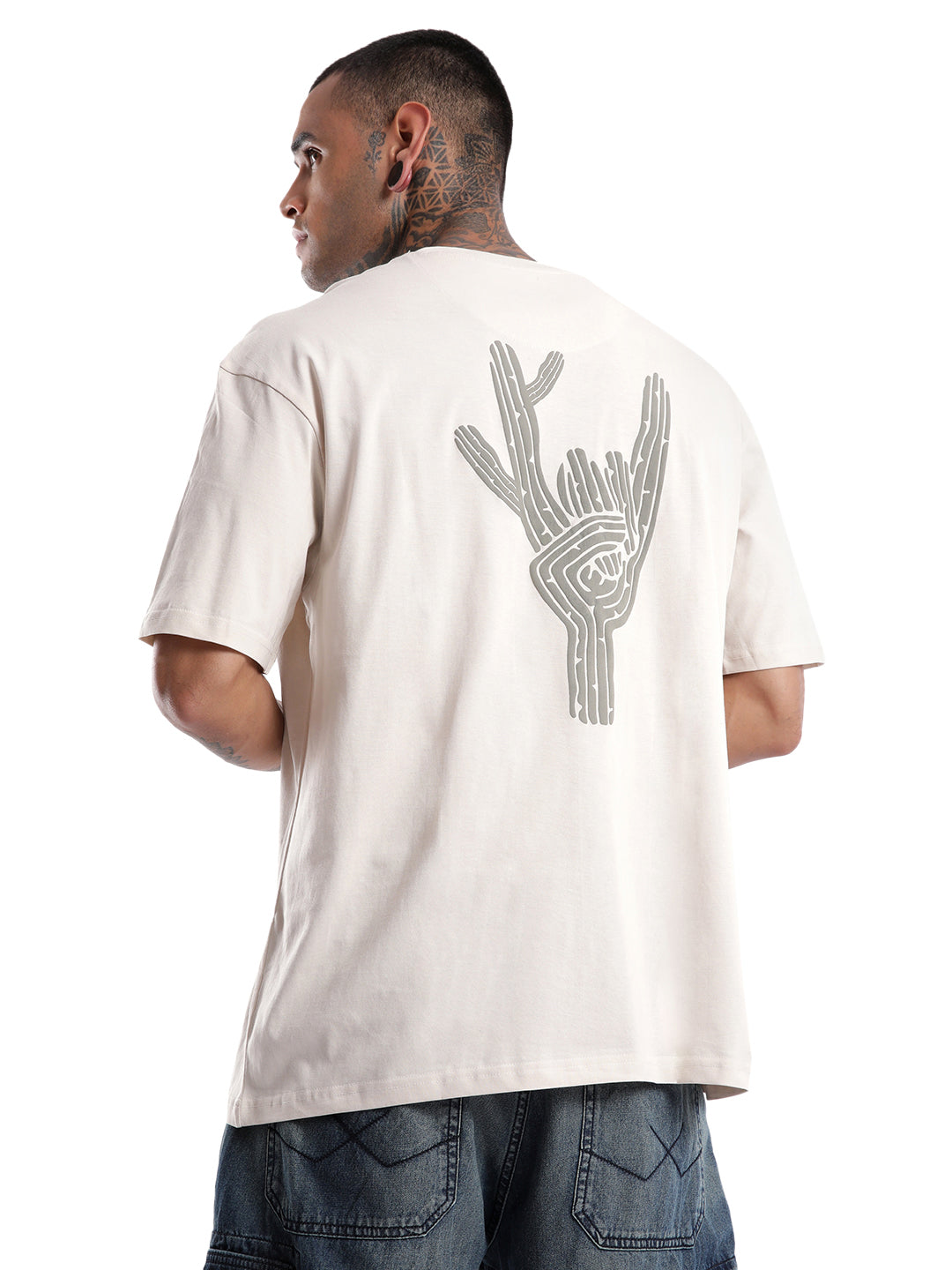 Premium Beige Back Printed T-Shirt