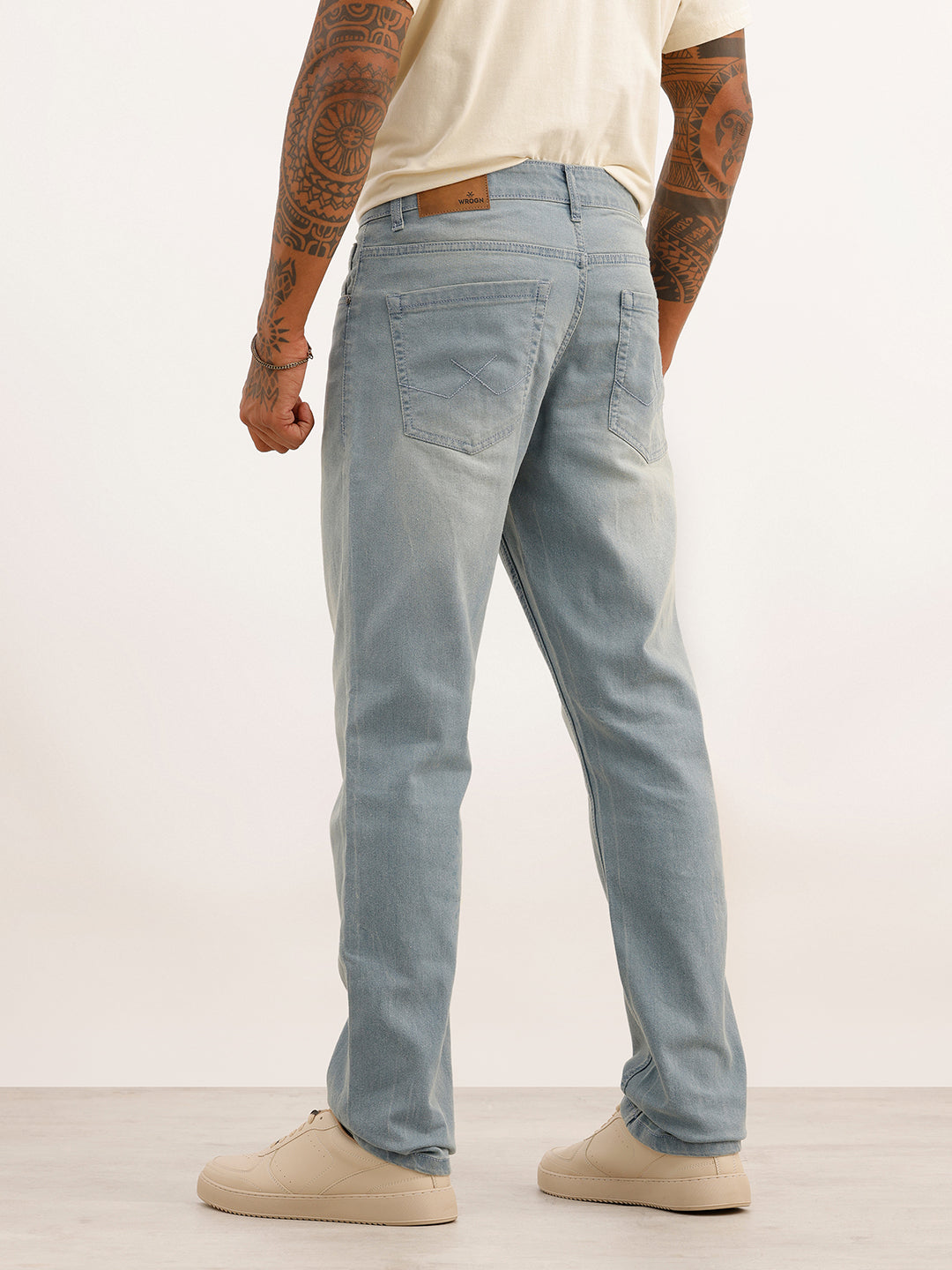 Solid Straight Fit Denim Jeans | Light Blue