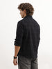 Solid Comfort Fit Textured Full Sleeve Shirt | Black