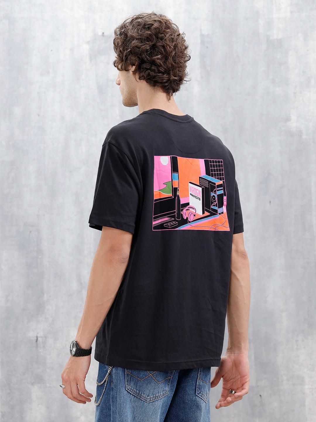 Men’s Oversized Bold Graphic Tee | Black