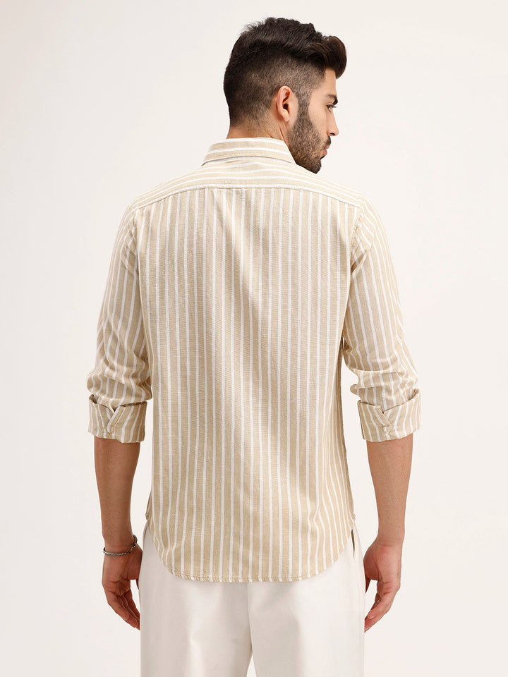 Slim Fit Striped Shirt | Khaki