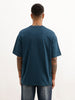 Oversized Placement Foil Printed T-Shirt | Dark Blue