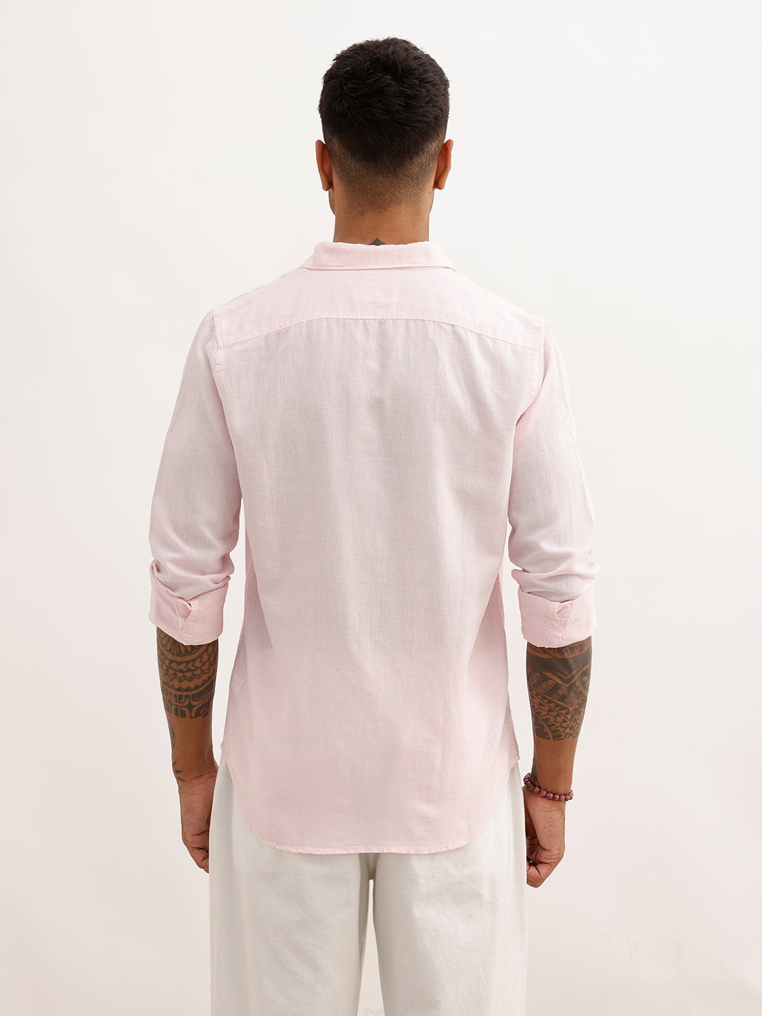 Solid Slim Fit Full Sleeve Shirt | Pink