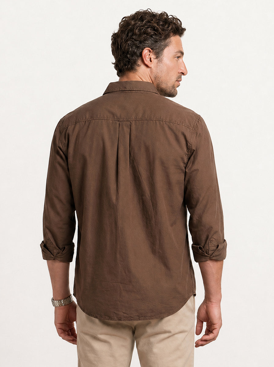 Comfort Fit Full Sleeve Shirt | Brown