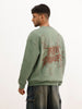 Oversized Puffer Back Printed Sweatshirt | Green | WSS02FSOS7033S