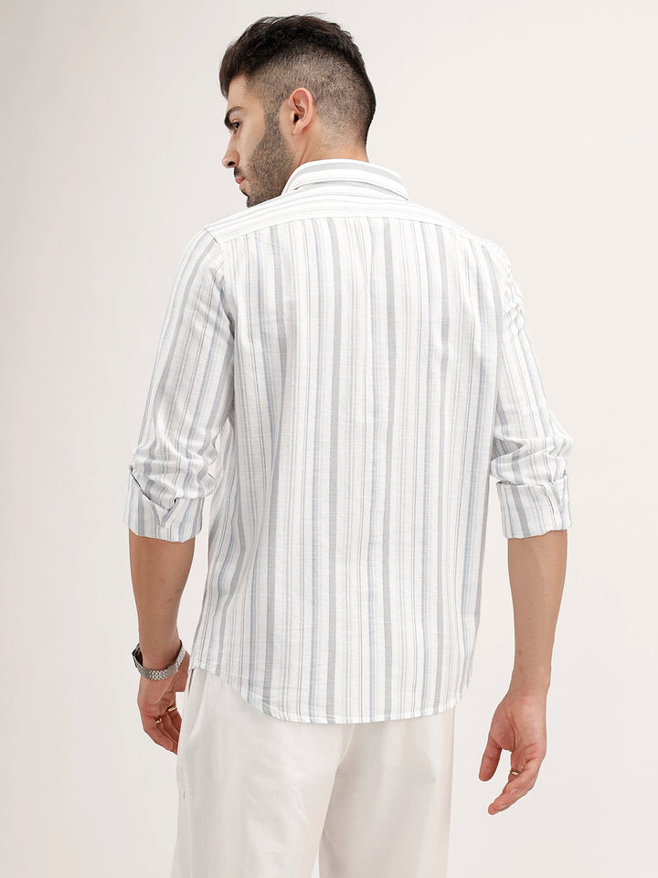 Classic Slim Fit Striped Shirt | Blue
