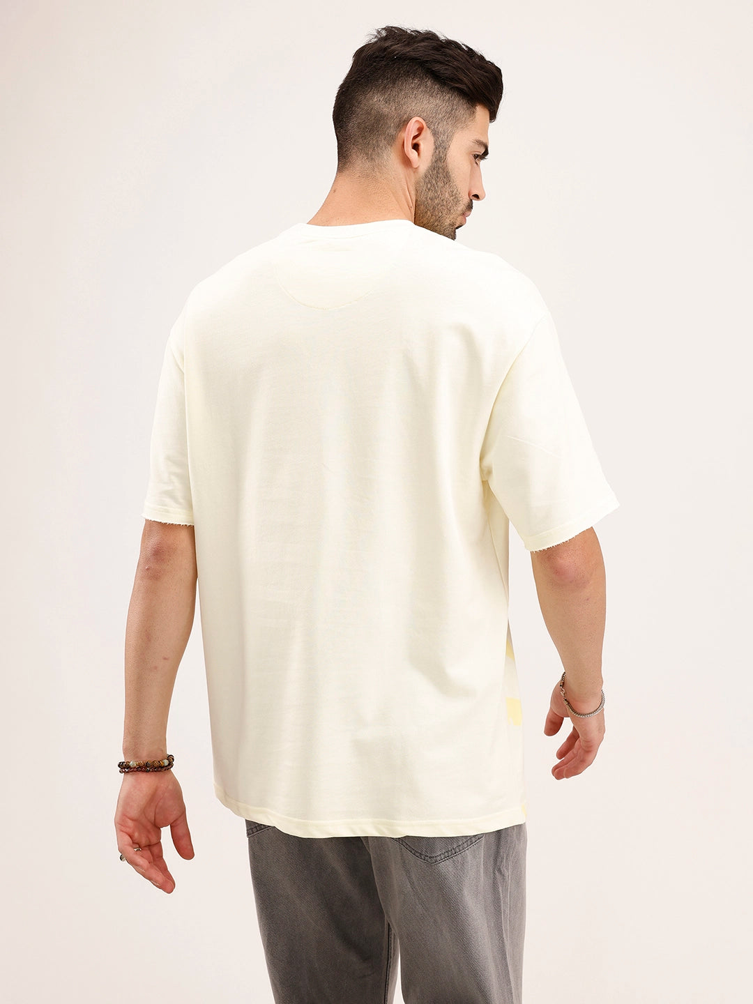 Oversized Fit Panel Printed T-Shirt | Light Yellow