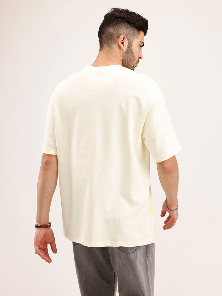 Oversized Fit Panel Printed T-Shirt | Light Yellow