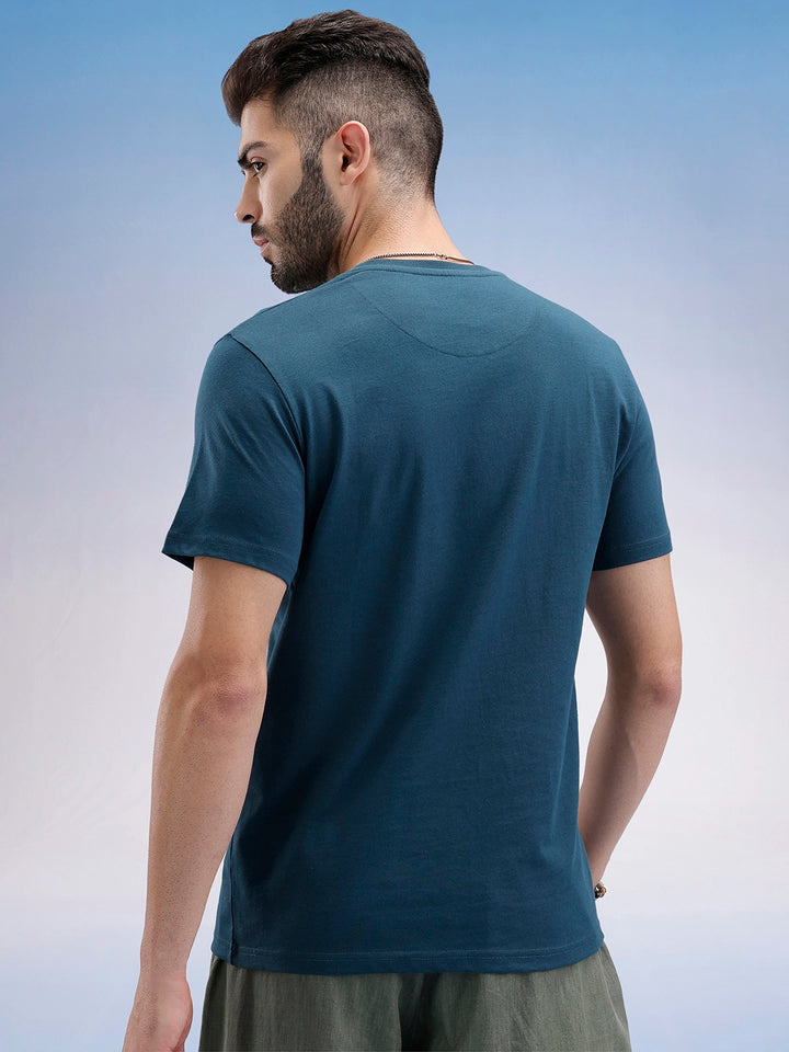 Slim Fit Puffer Printed T-Shirt | Teal