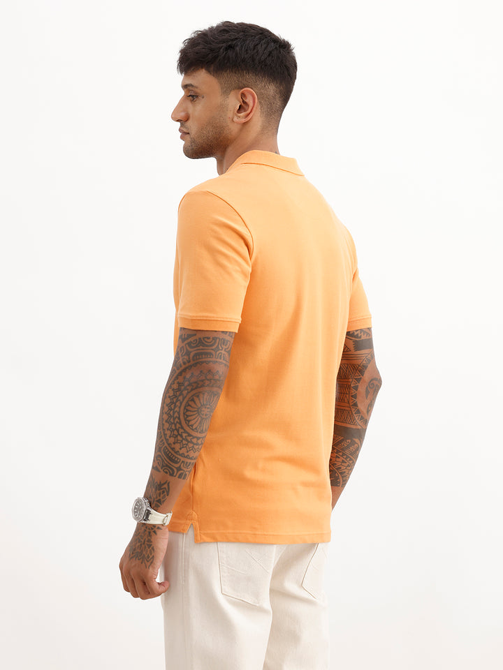 Solid Slim Fit Polo T-Shirt | Orange