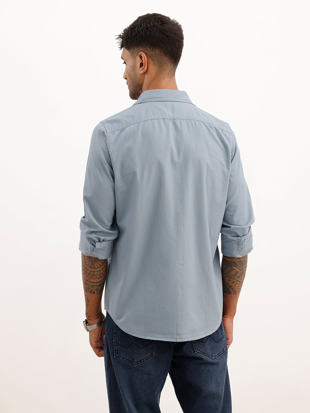 Classic Slim Fit Double Pocket Shirt | Light Blue | WSH01FSSL7132W