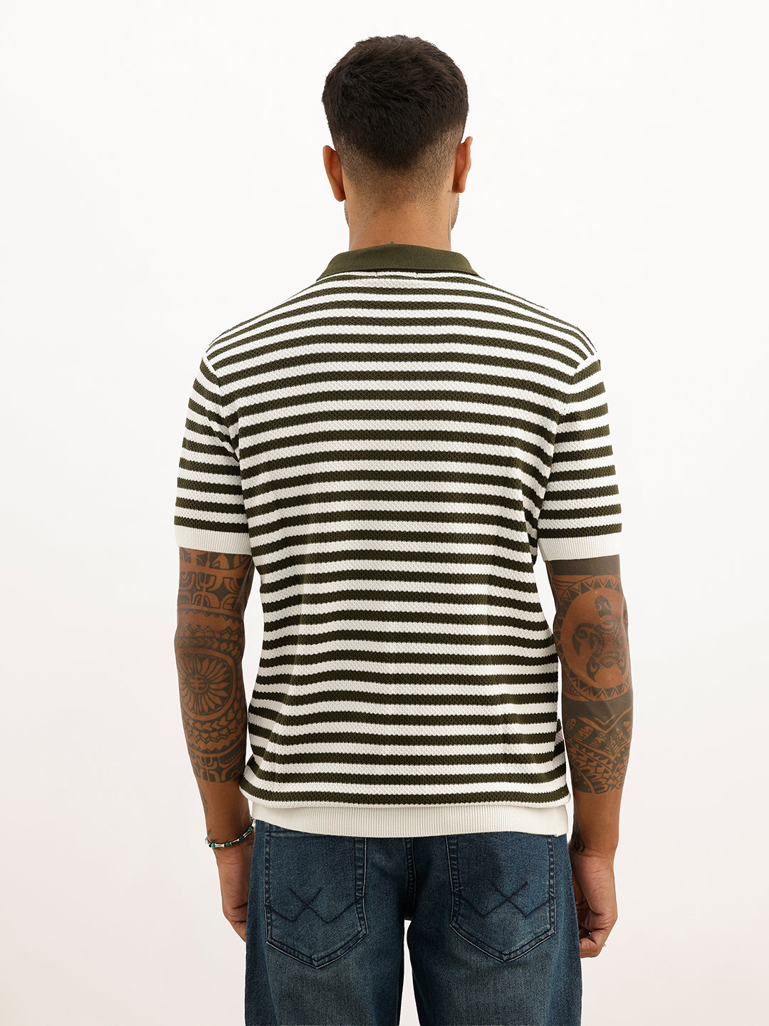 Slim Fit Textured Polo T-Shirt | Off White | WPT01HSSL1059W