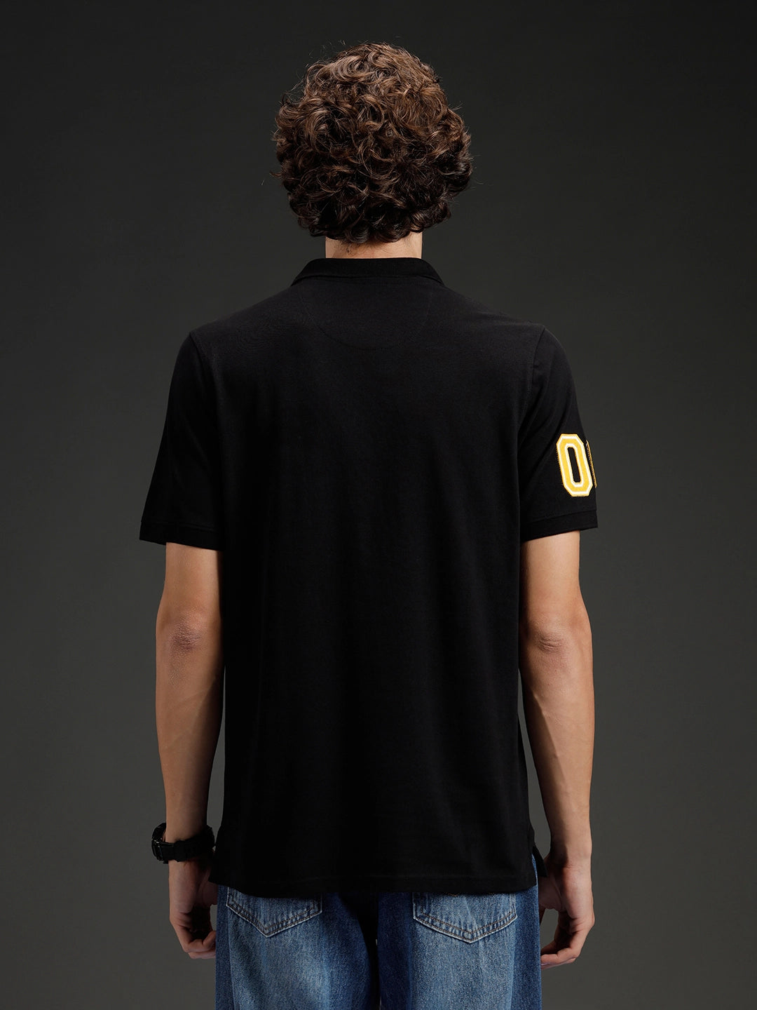 Wrogn Regular Fit Varsity Polo | Black