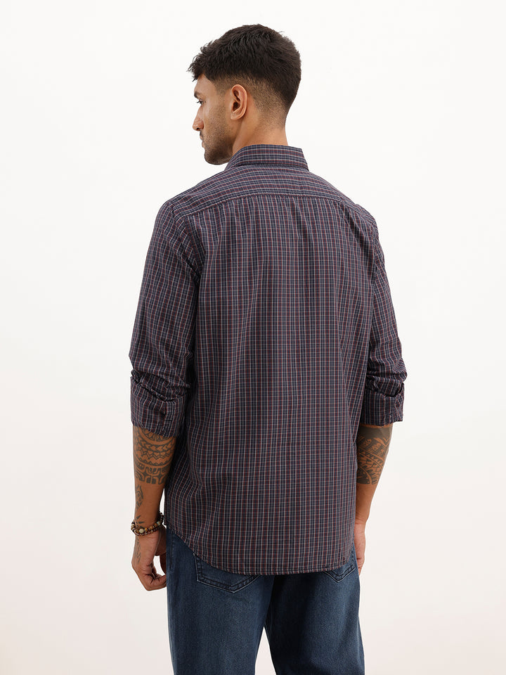 Slim Fit Placement Printed Shirt | Navy Blue