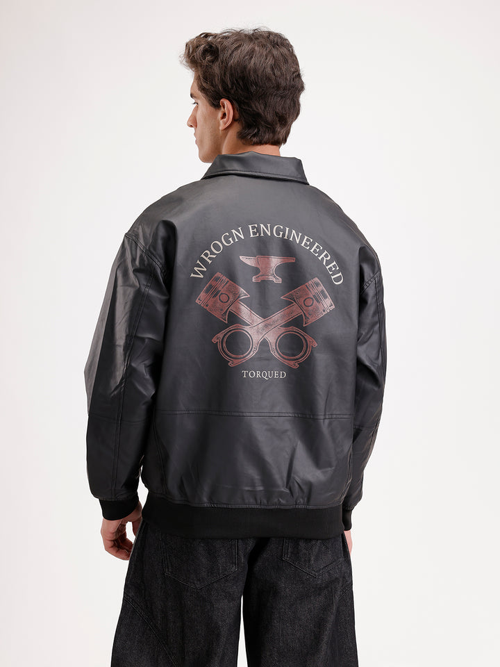 Classic Oversized Back Printed Jacket  | Black