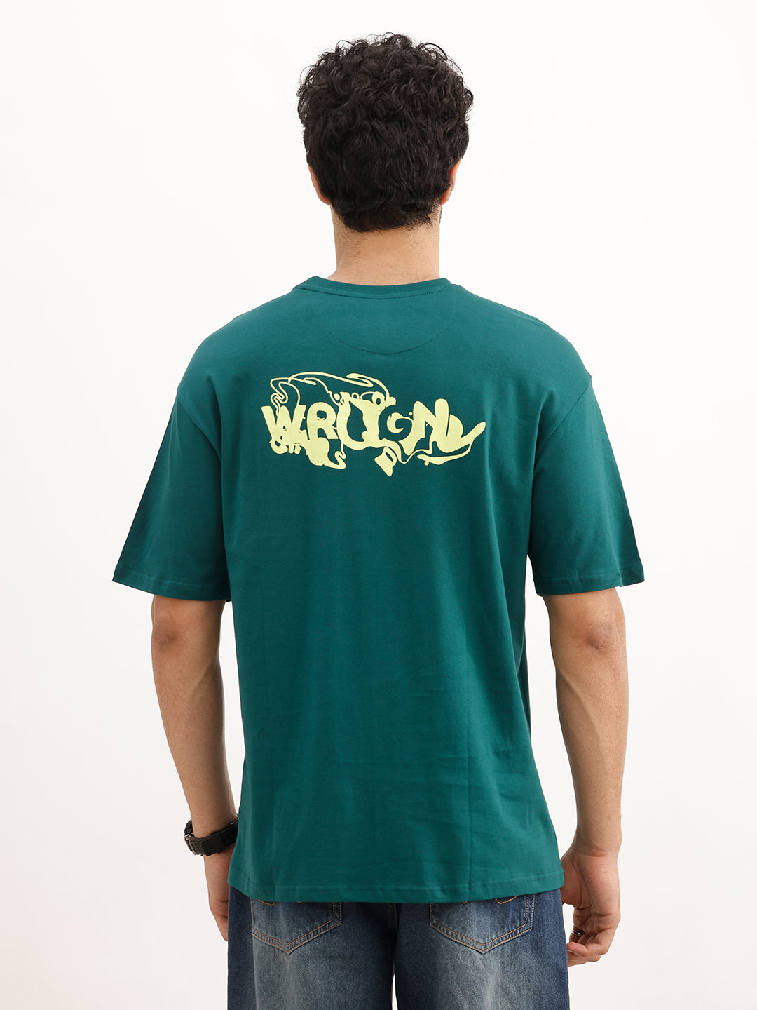 Oversized Placement Printed T-Shirt | Dark Green